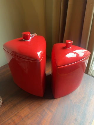 Vintage,Mcm triangle kitchen carnister ( set of 2)