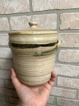 Striped jar w/lid