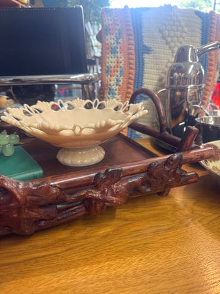 Vintage, bamboo with fall decore tray