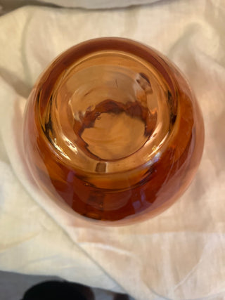 Amber Hand Blown Glass Handled Vase  9” h x 8” w