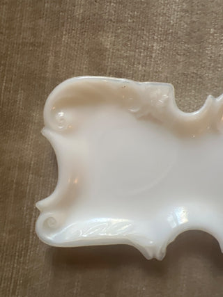 1930s Milk Glass Scroll Soap Dish Small Tray 5’x4’