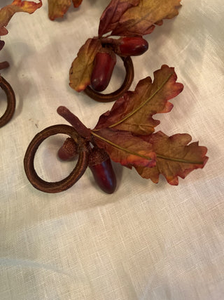 Fall Acorn Leaf Napkin Rings Set of 8 As -Is