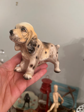 Vintage Spaniel Dog Figurine Brown And Cream