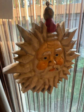 Vintage, wood, sun shaped & Santas face