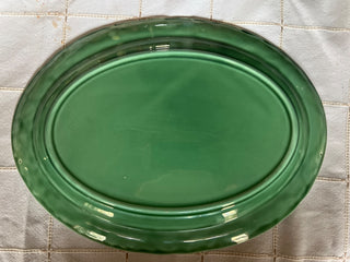 Antique Art Deco Mt. Clemons Green Petalware large Platter 13.5”