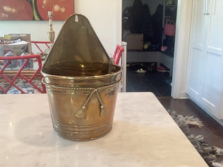 medium vintage brass wall planter with tassel detail