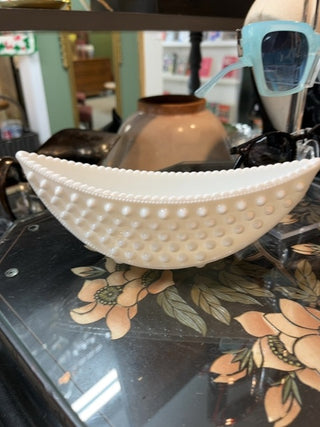 Milk Glass Crescent Dish