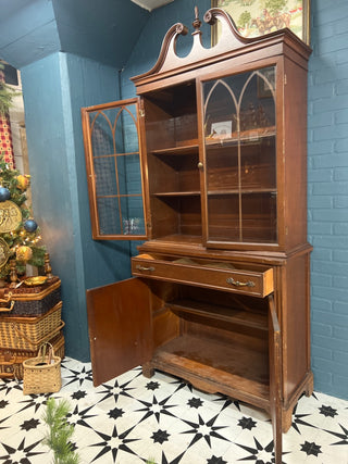 Vintage China Cabinet w/Pediment