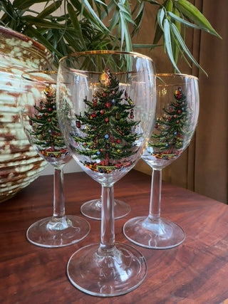 Vintage, Spode Christmas tree wine glasses ( set of 4)