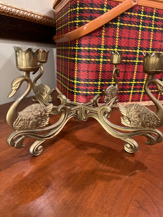 Brass Swan Candelabra