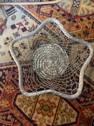 Vintage, STAR Wire Basket Metal Bowl Shaped Silver
