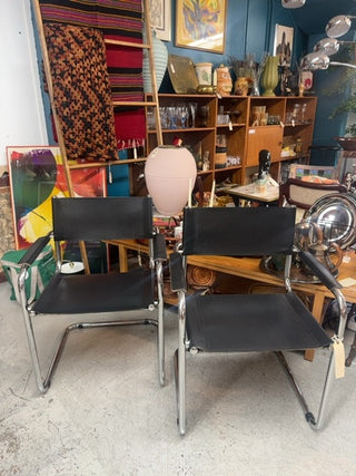 Mcm,Loewenstein/Oggo Cantilever black and chrome arm chairs ( set of 2)
