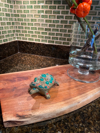 Stone Encrusted Brass Turtle Trinket Box