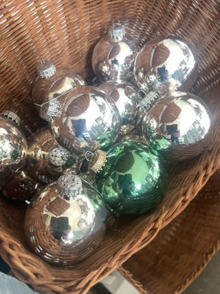 Vintage Silver Glass ornaments