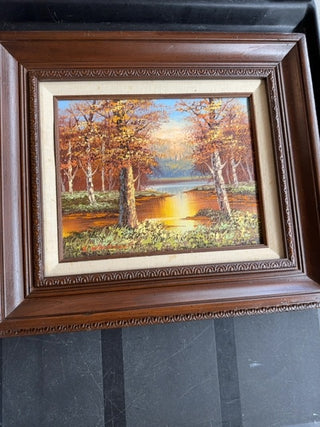 Vintage fall scene, oil, painting, signed by Whitman