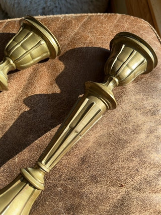 Deco set 2 brass candlesticks