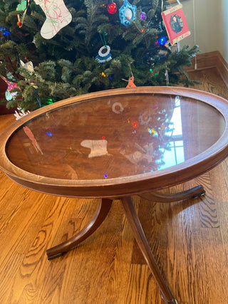 Antique Oval Pedestal Table with Liftoff Tray
