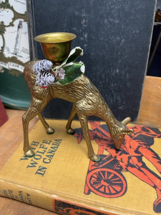 Bending brass doe candle holder