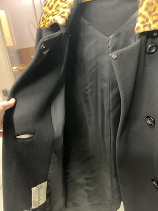 Wunderbar wool and fur collar coat, double breasted