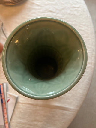 Vintage Celadon Green Ceramic Vase 12.5"H