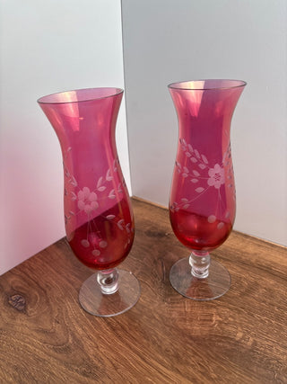 Cranberry Glass Vases ( one pair)