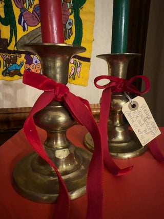 Vintage, brass candleholders ( set of 2)