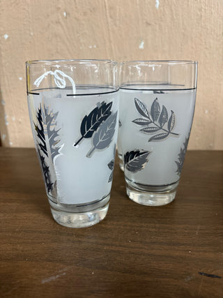 Libbey Silver Leaf Frosted (set4)Glass Tumblers #546