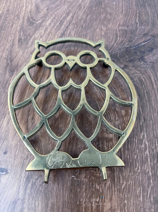 Brass owl trivet