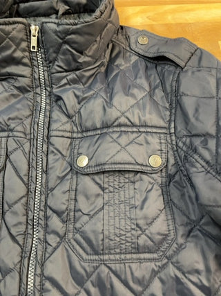 Quilted navy zip bomber