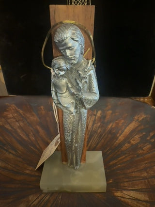 Vintage, Holy Family Pewter figurine. St.Joseph and baby Jesus