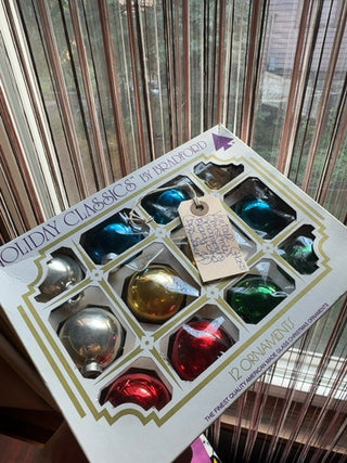 Vintage, glass ornaments (box of 12)