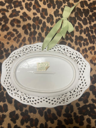 Lattice Porcelain Hanging Plate 10.25”w x 7.5” d