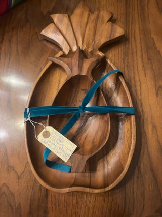 Vintage,hand crafted Monkey pod wood pineapple bowl set of 2