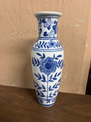 Vintage Blue Porcelain Chinoiserie Vase, #388