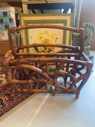 Mcm, bamboo boho magazine rack/record holder