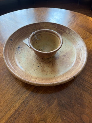 Vintage, studio pottery chip & dip dish