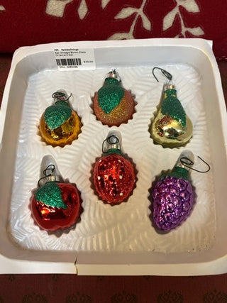 6pc Vintage Blown Glass Ornament Set