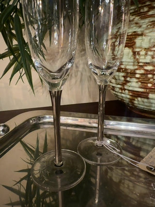 Vintage,silver steam elegant champagne flutes ( set of 2)