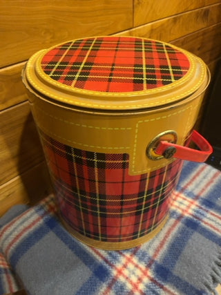 Scotch plaid cooler w/lid and handle
