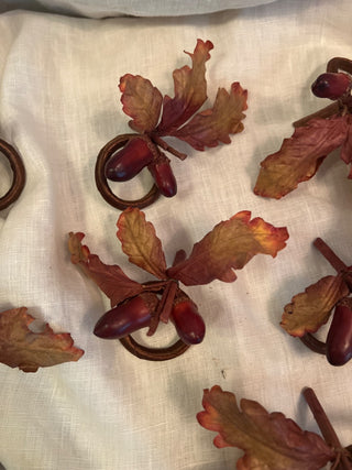 Fall Acorn Leaf Napkin Rings Set of 8 As -Is