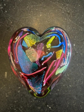 Glass Eye Studio Hearts of Fire hand-blown glass heart paperweight.