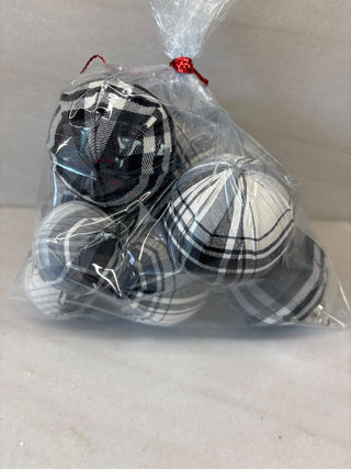 Grey plaid ornaments