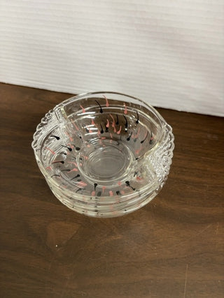 Art Deco Pink and Black Berry Bowls (set3) #437