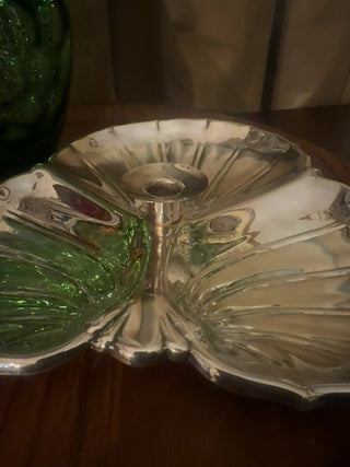 Vintage,Sheridan silver plated shell  shaped candle holder with trinket compartments