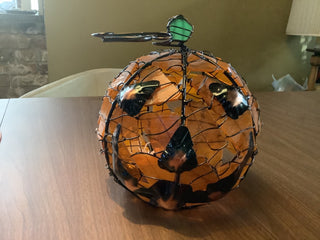 Vtg Stained glass jack-o-lantern globe Price is Firm