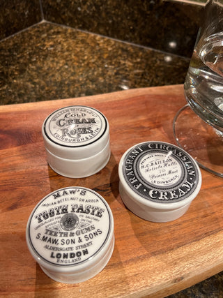 Set of Three Ceramic Canisters with Lids