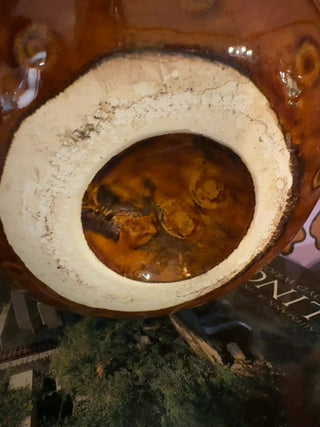 Mcm,divet,brown ceramic vase,referred as bubble or eyeball raised circular pattern