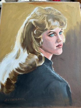 Blonde MiD Century portrait on board