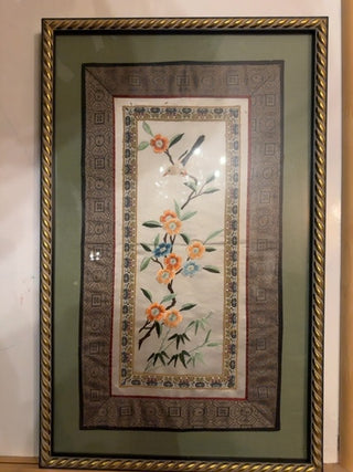Vintage,Asian silk framed Embroidered Art