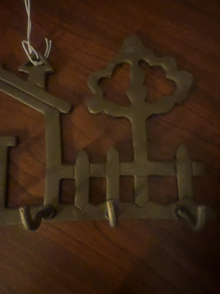 Vintage, brass key hook holder